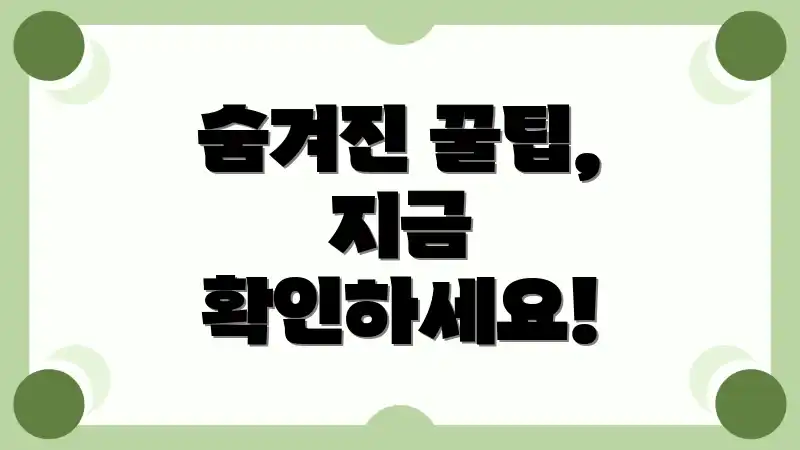 숨겨진 꿀팁, 지금 확인하세요!